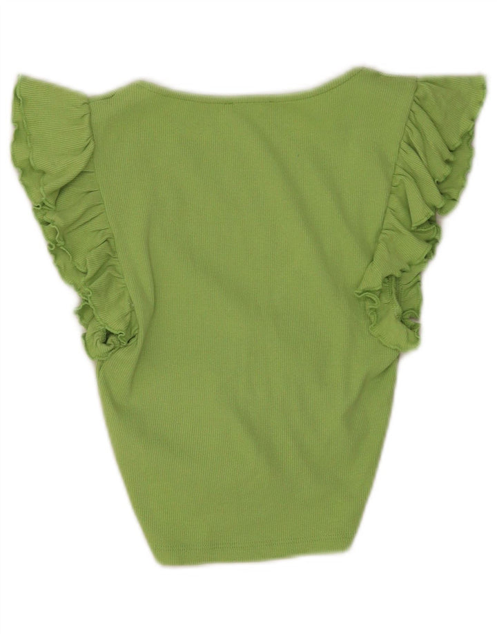 Zara Womens Crop Top UK 8 Petit Coton Vert