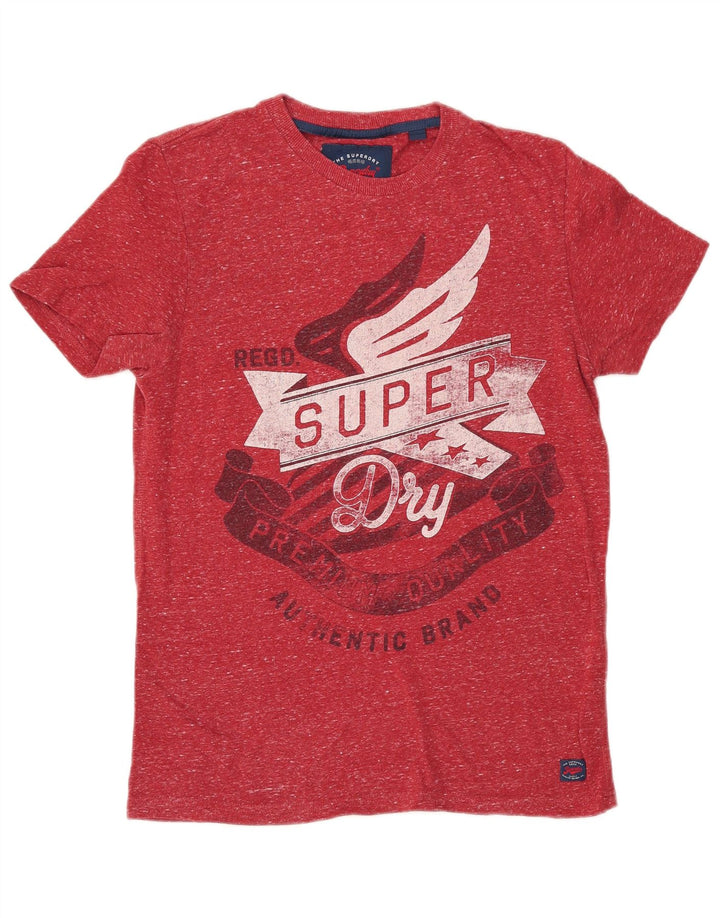 Superdry T-Shirt Regular Fit Graphic Homme Rouge Moyen Moucheté Coton