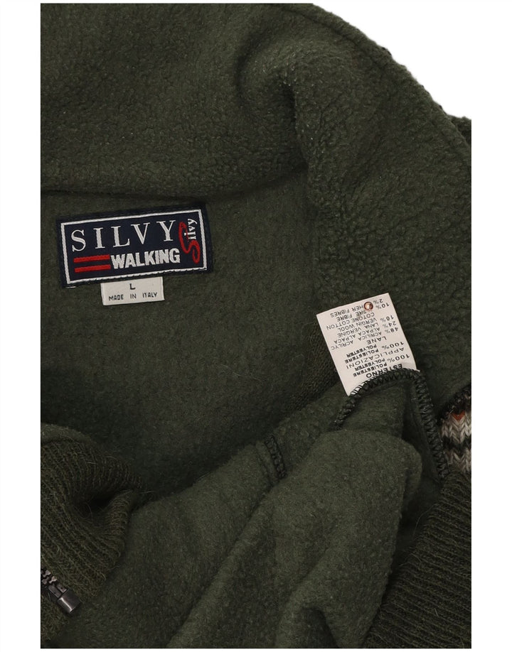Silvy Veste polaire pour homme UK 40 Large Vert Colorblock Polyester