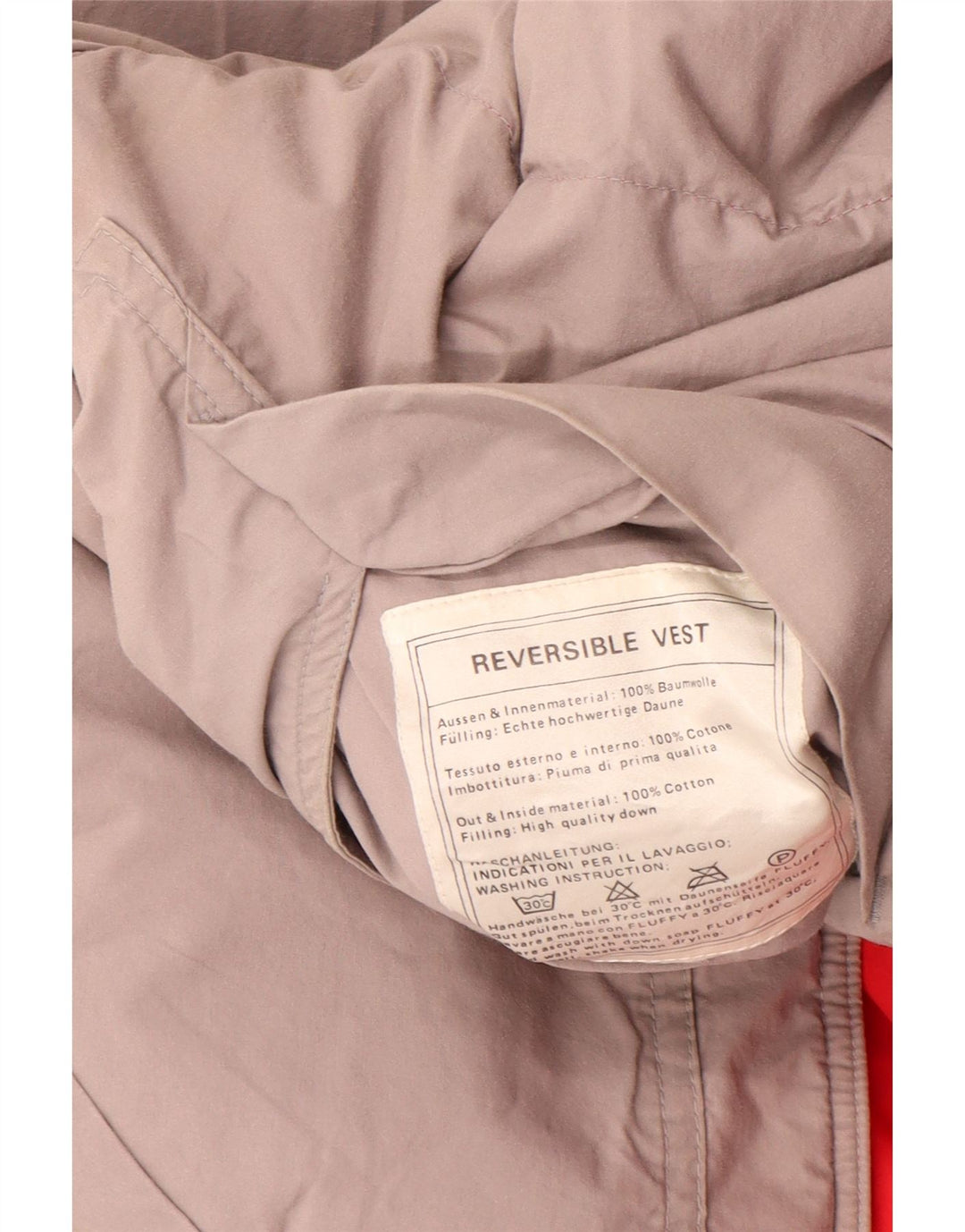 vintage Mens Réversible Rembourré Gilet UK 38 Moyen Rouge Coton