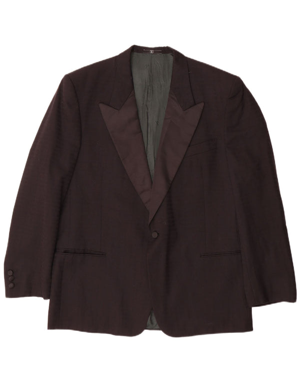 Valentino Veste Blazer 1 Bouton Homme IT 56 3XL Laine Rayée Noir