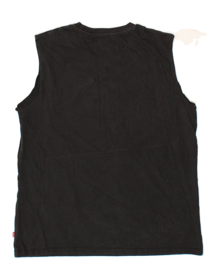 LEVI'S Womens Graphic Vest Top UK 16 Large Black Cotton Vintage Levi's and Second-Hand Levi's from Messina Hembry 