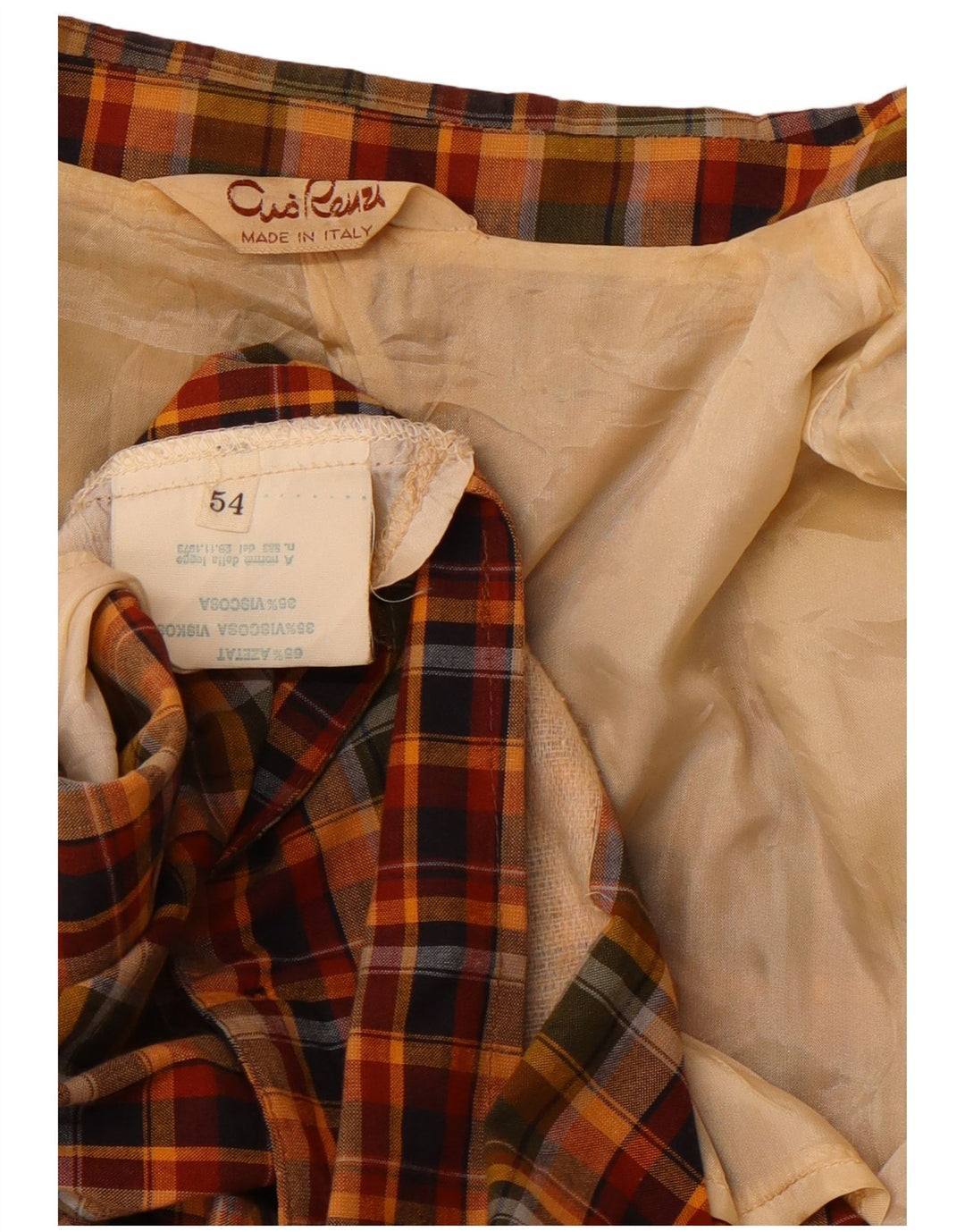 VINTAGE Veste Blazer 2 Boutons Homme IT 54 2XL Coton à Carreaux Multicolore