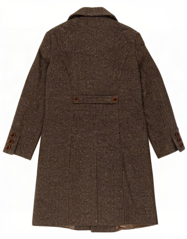 Marella Manteau croisé pour femme UK 12 Laine à chevrons marron moyen