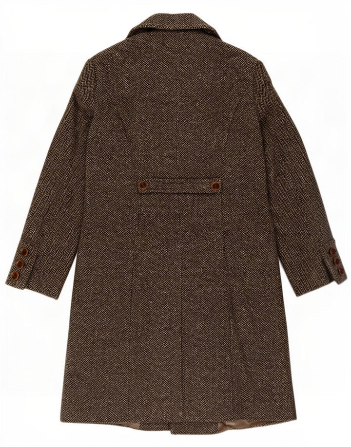 Marella Manteau croisé pour femme UK 12 Laine à chevrons marron moyen