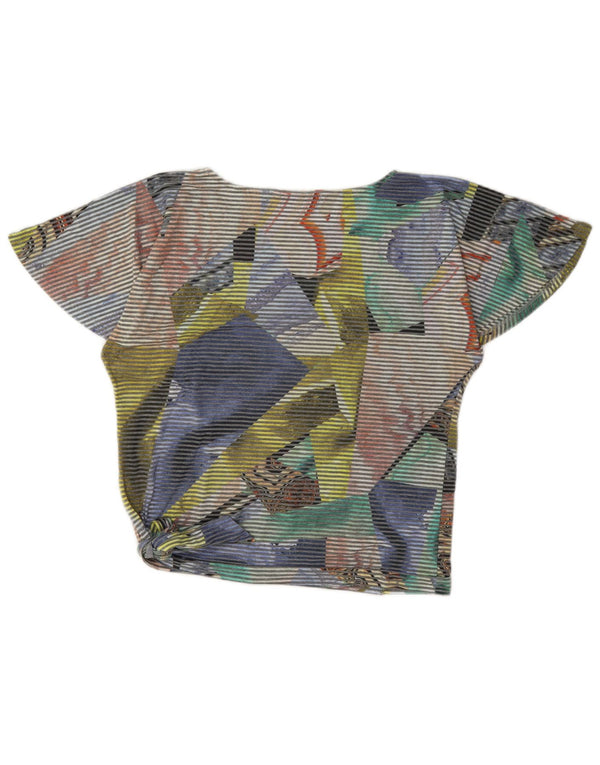 Desigual Womens Crop Blouse Top UK 14 Medium Multicolore Pinstripe