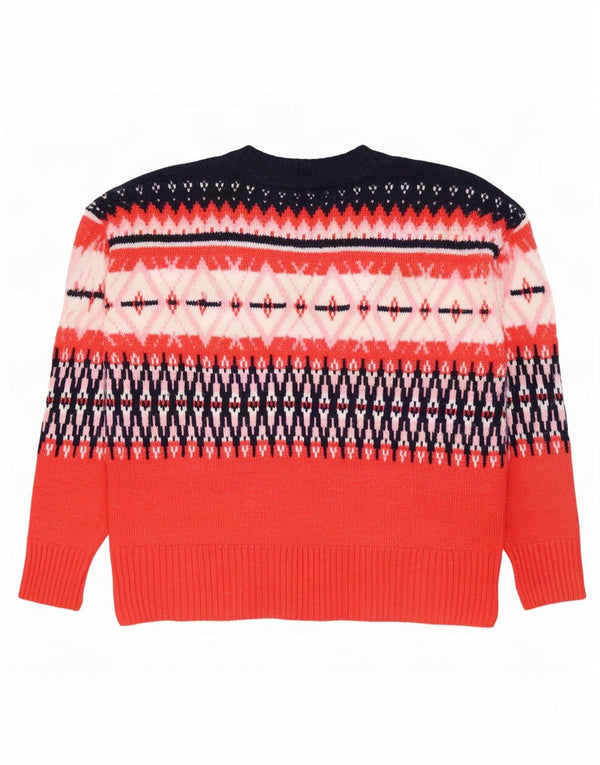 Marks & Spencer Pull col bateau pour femme UK 14 Rouge moyen Fair Isle