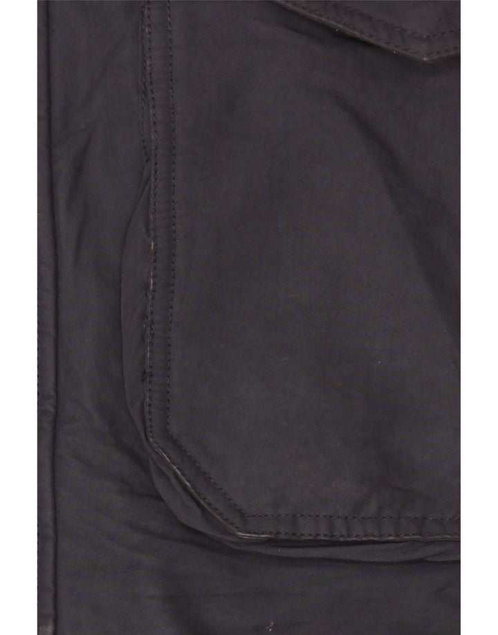 Zara Manteau matelassé à capuche pour homme UK 38 Bleu marine moyen Polyester