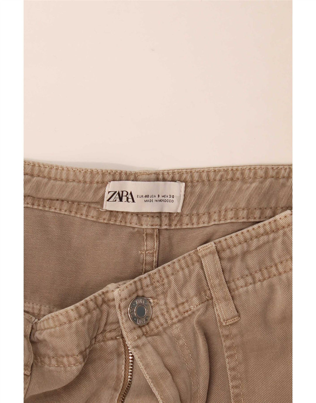 Zara Pantalon cargo droit pour femme EU 40 Medium W30 L31 Beige