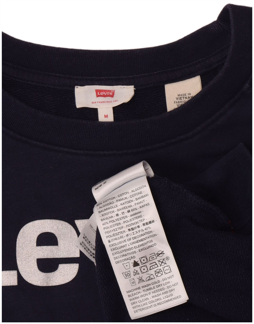 Levi's Sweat-Shirt Graphique Femme UK 14 Bleu Marine Moyen Coton