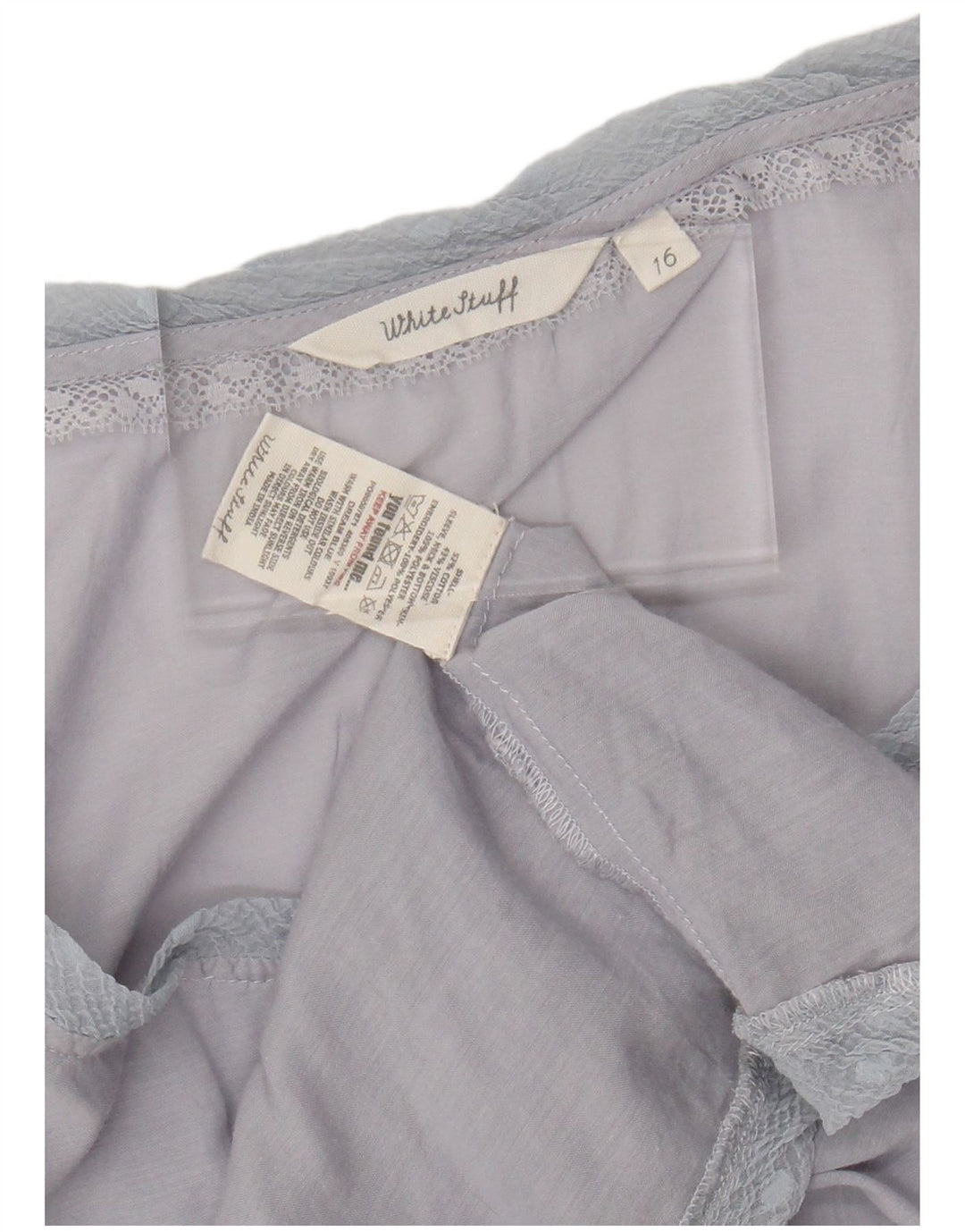 WHITE STUFF Chemisier Top UK 16 Large Bleu Coton Femme