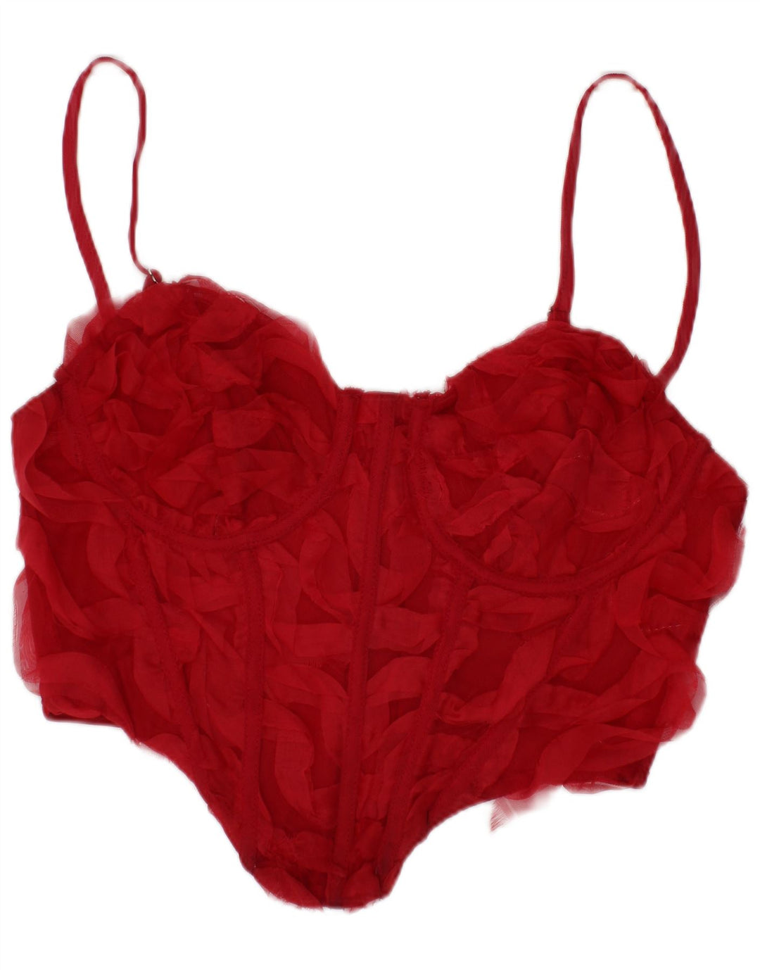 Bershka Femme Crop Corset Top Rouge Moyen Polyester Festival