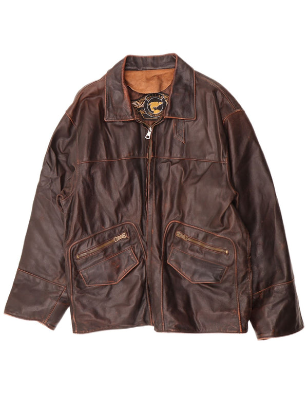 Dallas Veste en cuir pour homme UK 42 XL Cuir marron
