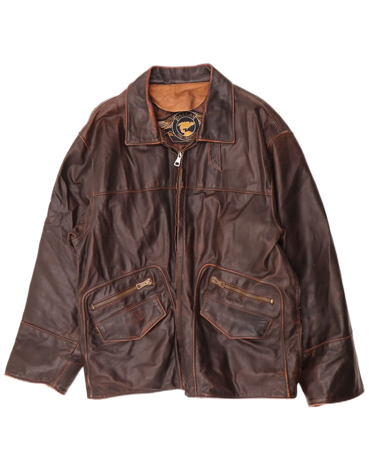 Dallas Veste en cuir pour homme UK 42 XL Cuir marron