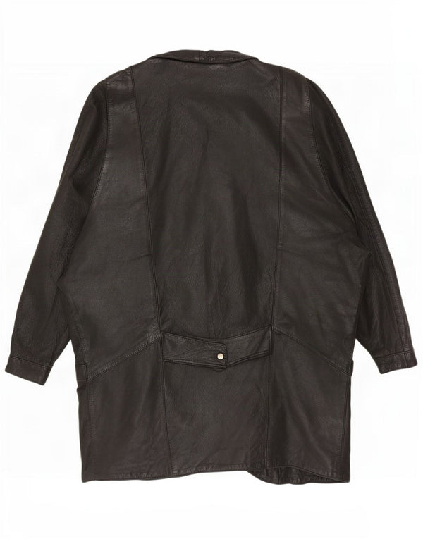 manteau en cuir surdimensionné femme vintage UK 12 Noir Moyen
