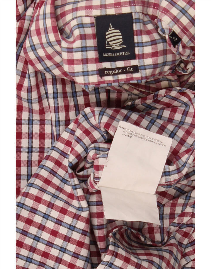 Marina Yachting Chemise coupe régulière pour homme Taille 42 Grand coton vichy rouge