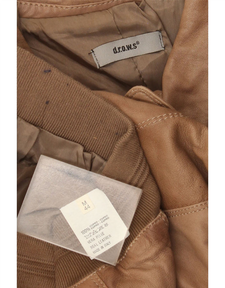 Veste en cuir femme vintage IT 44 Cuir Beige Moyen