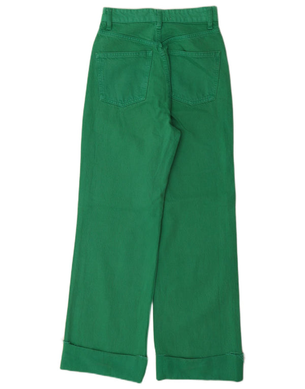 Zara Jean taille haute jambe large pour femme EU 32 2XS W22 L29 Coton vert