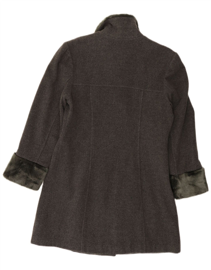 vintage Femme Double Breasted Coat EU 42 Grande Laine Grise