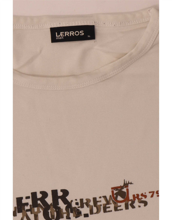 Lerros Haut Graphique Homme Manches Longues XL Coton Blanc