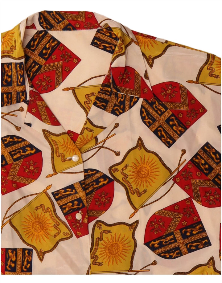 vintage Womens Crop Abstract Pattern Shirt Blouse UK 14 Grand Blanc Cassé