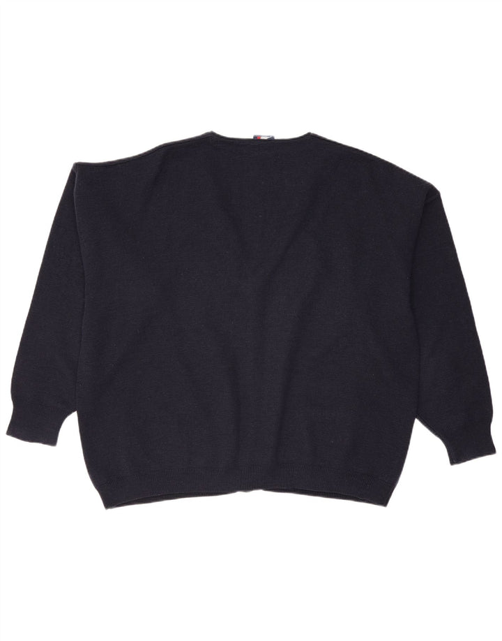 Cagi Cardigan ample en laine bleu marine pour homme