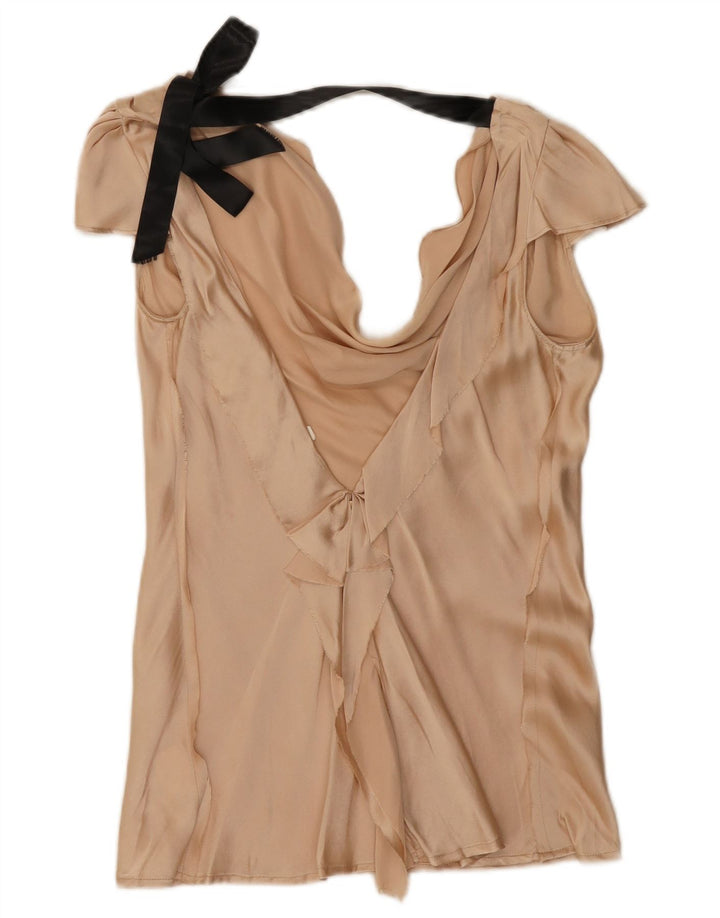 Liu Jo Femme Blouse Top IT 42 Beige Moyen Colorblock Soie