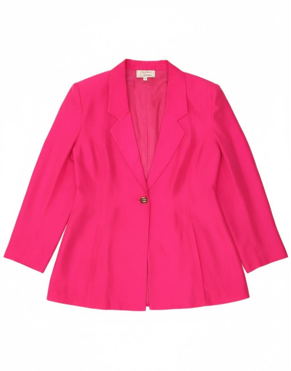 Yorn Veste Blazer 1 Bouton Femme EU 40 Soie Rose Moyen