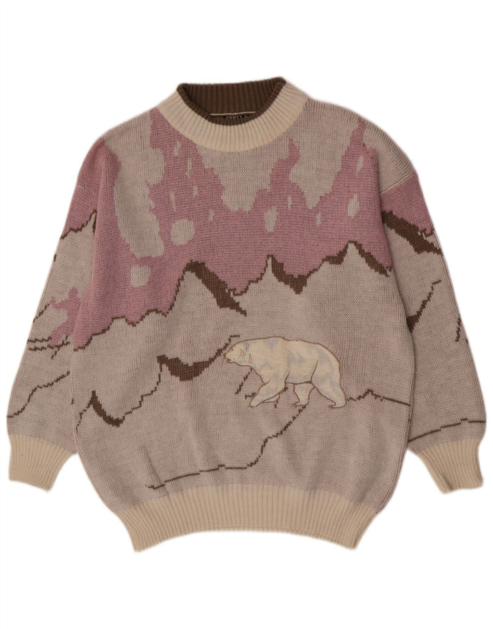 Stella Pull à col roulé pour femme EU 42 Large Gris Colorblock