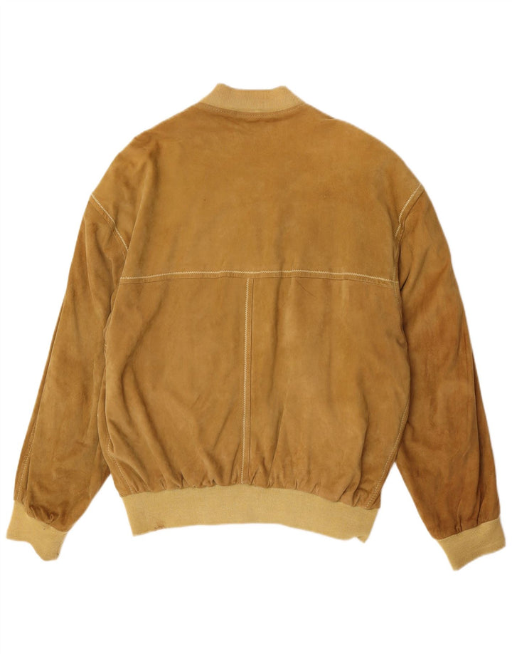 Hugo Boss Veste bomber en daim coupe ample pour homme EU 48 Cuir marron moyen