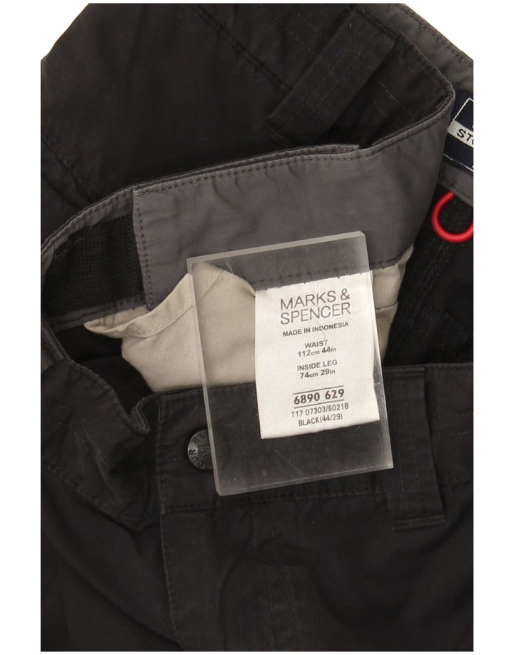 Marks & Spencer Pantalon cargo droit pour homme W44 L29 Noir Coton