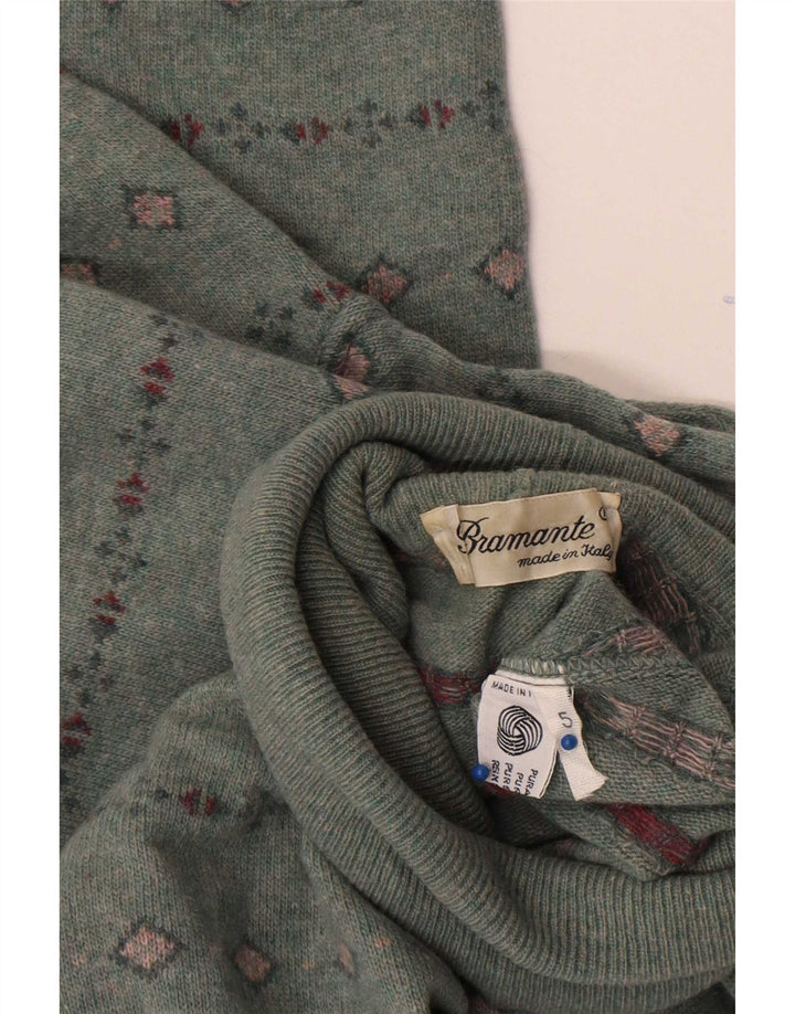 Bramante Pull col roulé pour homme en laine vierge géométrique Gris Large