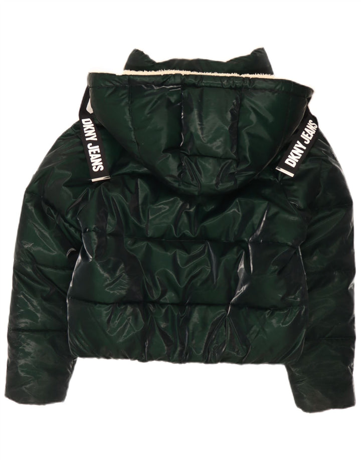 Dkny Veste matelassée surdimensionnée à capuche pour femme UK 10 Petit Vert Polyester