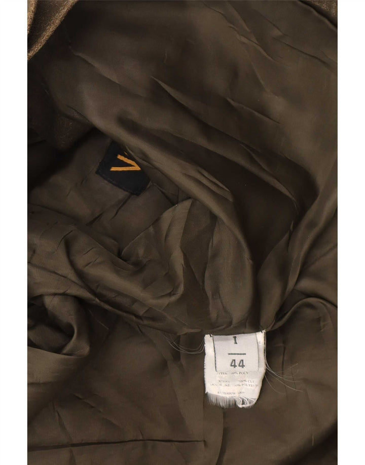 veste en cuir femme vintage IT 44 Kaki moyen