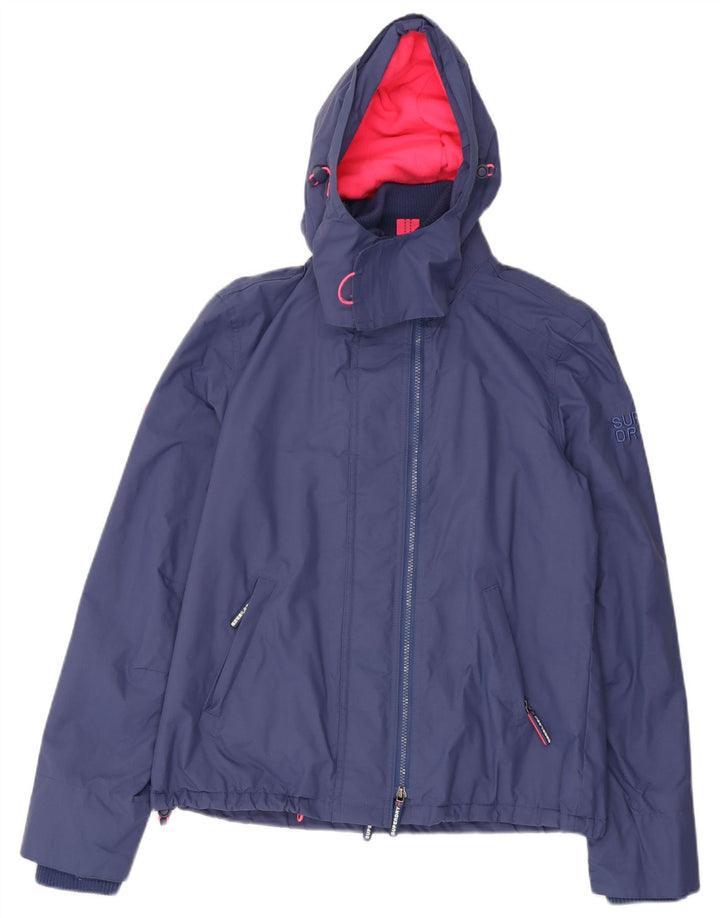 Superdry Veste coupe-vent à capuche pour femme UK 16 Large Bleu Colorblock