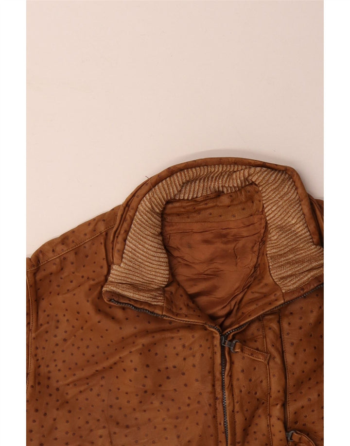 VINTAGE Gilet en cuir homme IT 56 3XL marron tacheté