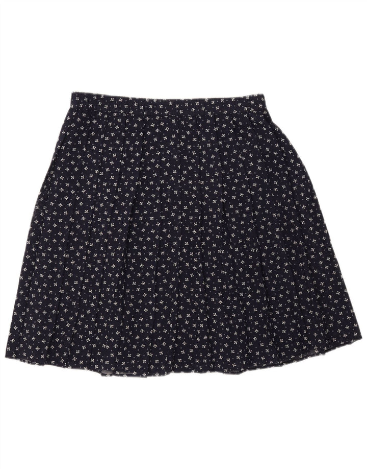 GVB Jupe trapèze pour femme UK 10 Small W34 Bleu marine Floral Polyester
