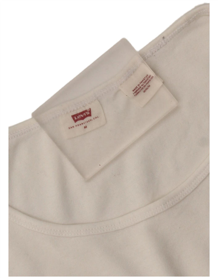 Levi's T-Shirt Crop Femme UK 12 Blanc Moyen