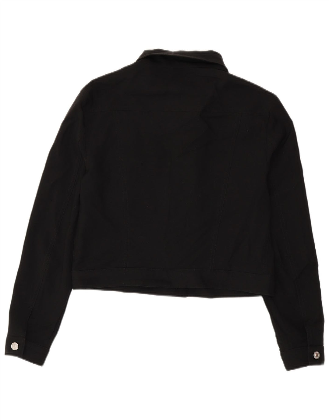 Benetton Veste Bomber Courte Femme UK 14 Large Noir Polyester