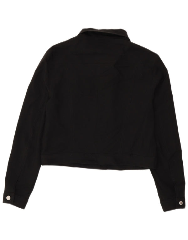Benetton Veste Bomber Courte Femme UK 14 Large Noir Polyester