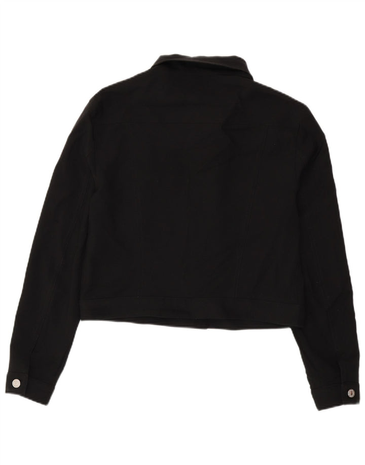 Benetton Veste Bomber Courte Femme UK 14 Large Noir Polyester