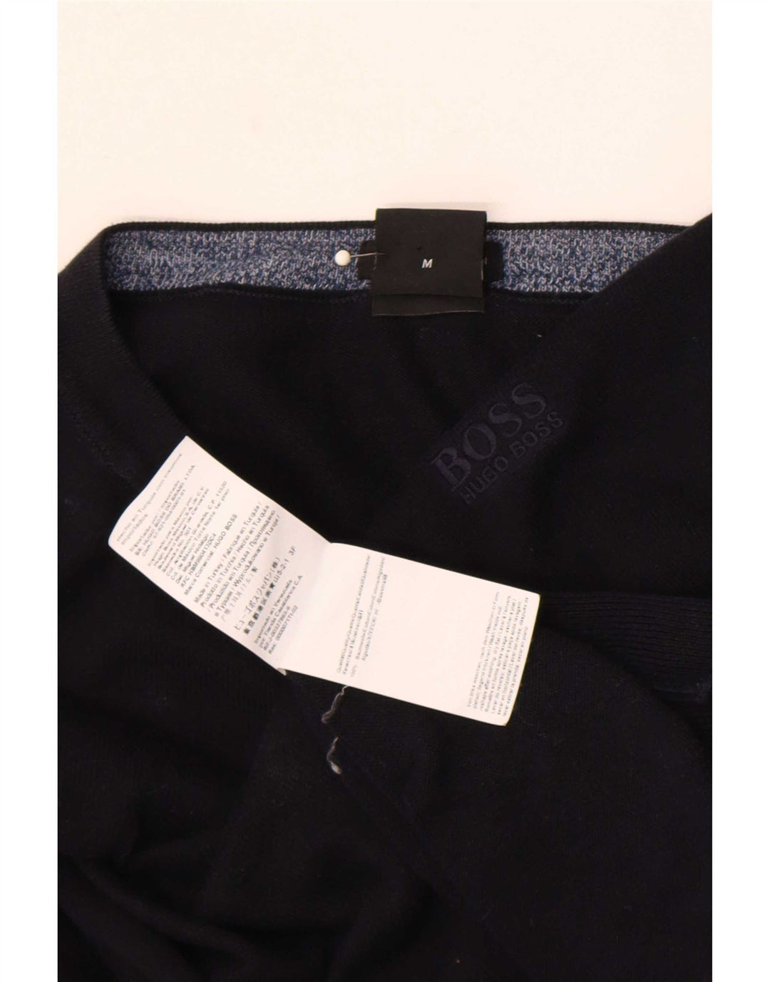 Hugo Boss Pull Regular Fit à col rond en coton noir moyen