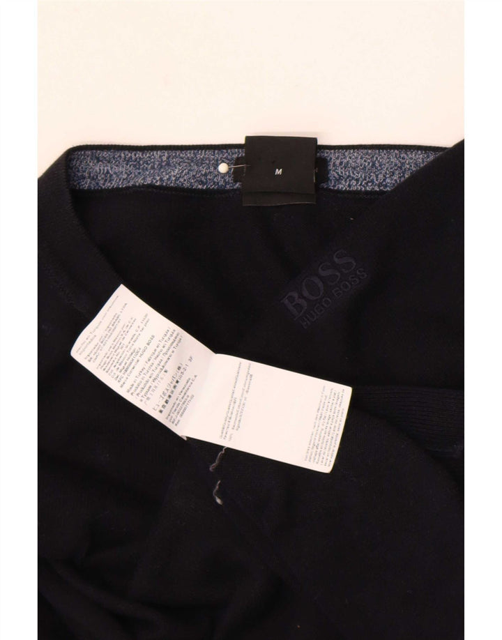 Hugo Boss Pull Regular Fit à col rond en coton noir moyen