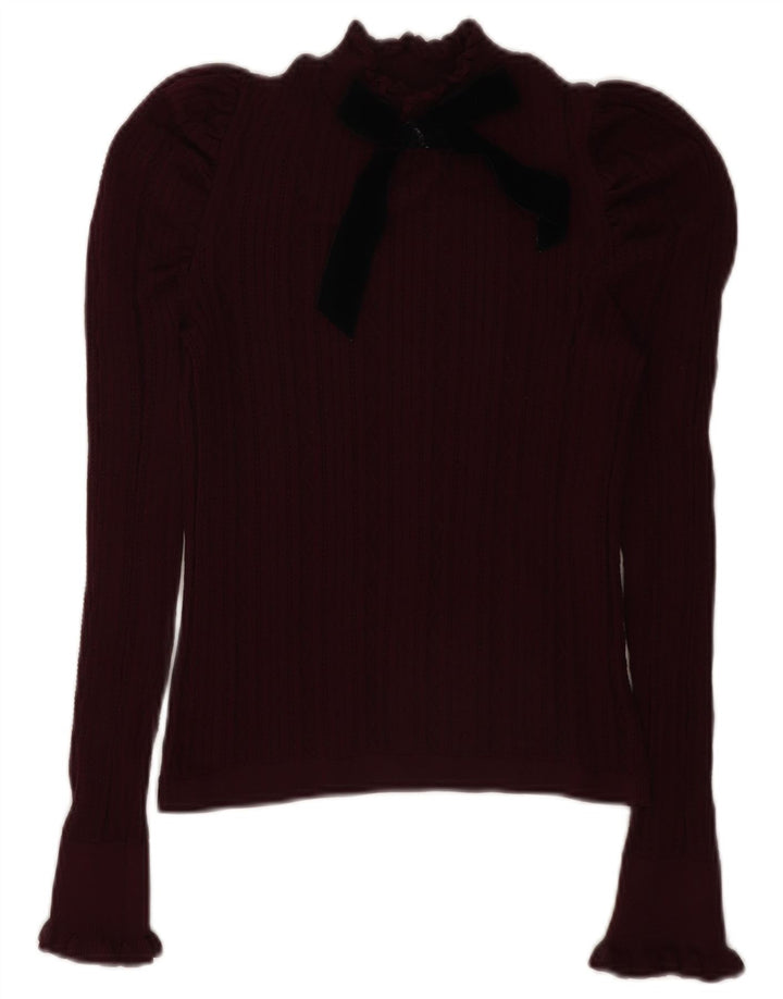 Zara Chemisier à manches longues pour femme UK 12 Bordeaux moyen