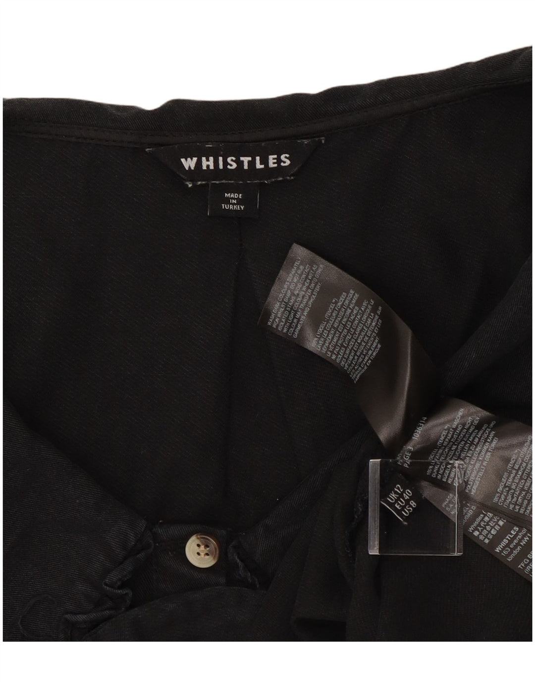 Whistle Chemisier court pour femme UK 12 Lycra noir moyen