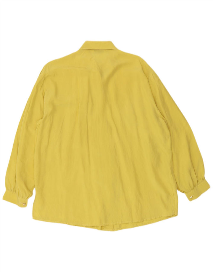 Chemise Femme Vintage IT 48 XL Soie Jaune