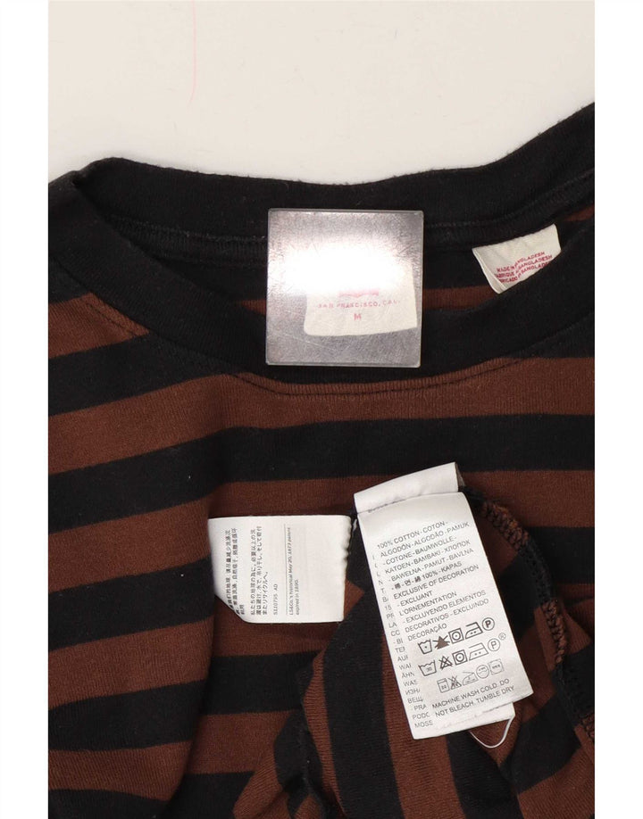 Levi's Top Manches Longues Femme UK 44 Coton Rayé Marron Moyen