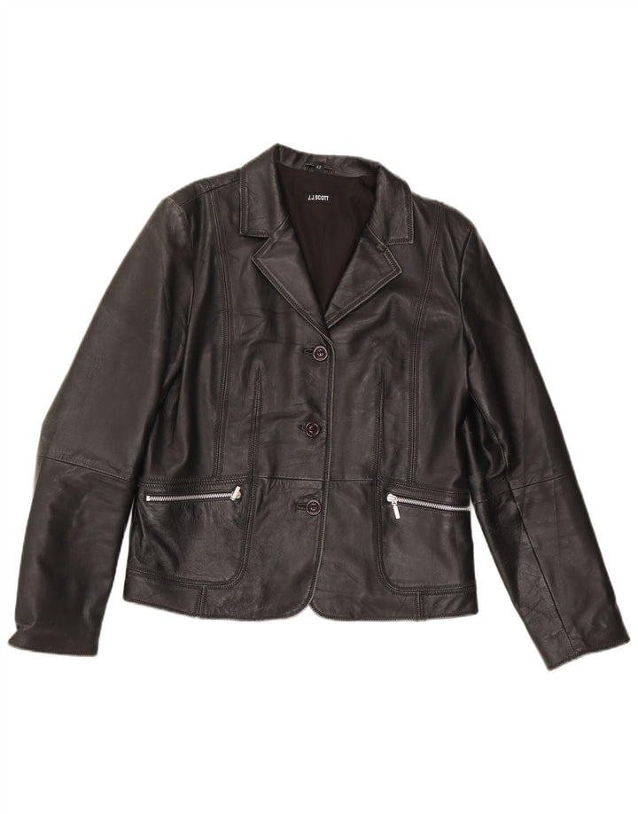 J.J.Scott Veste blazer en cuir à 3 boutons pour femme IT 42 Noir moyen