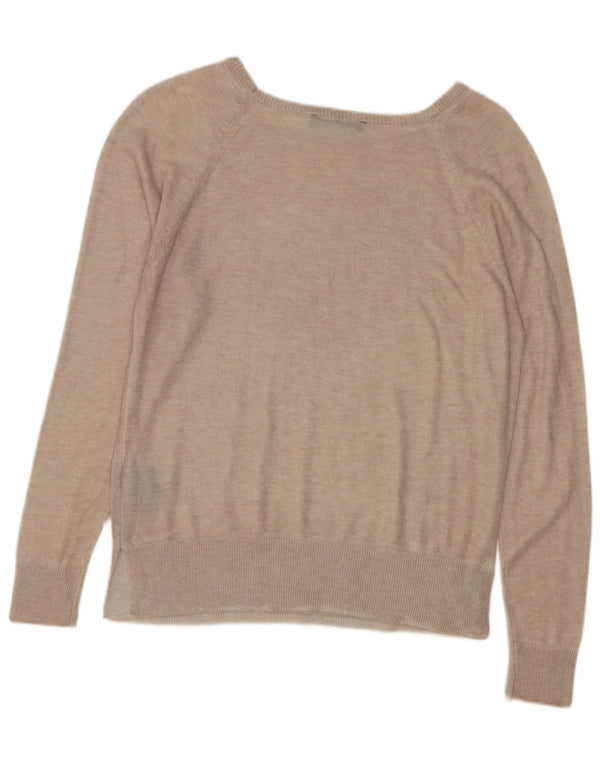 Zara Femme Pull Col Bateau UK 10 Petit Viscose Beige