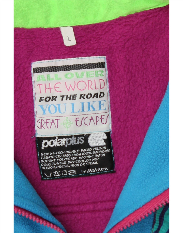 Great Escapes Pull polaire zippé pour homme Grand polyester géométrique violet